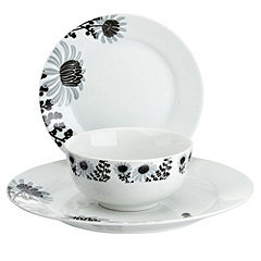 Tu Black Chrysanthemum Porcelain 12-piece Dinnerware Set