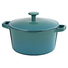 Cook's Collection Cast Iron Casserole Dish 3L Teal Blue