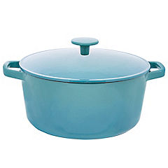 Cook's Collection Cast Iron Casserole Dish 5L Teal Blue